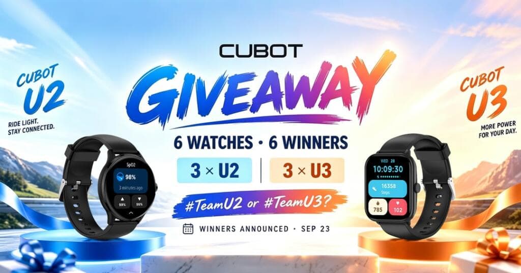 Win 1 of 6 CUBOT Smartwatches!